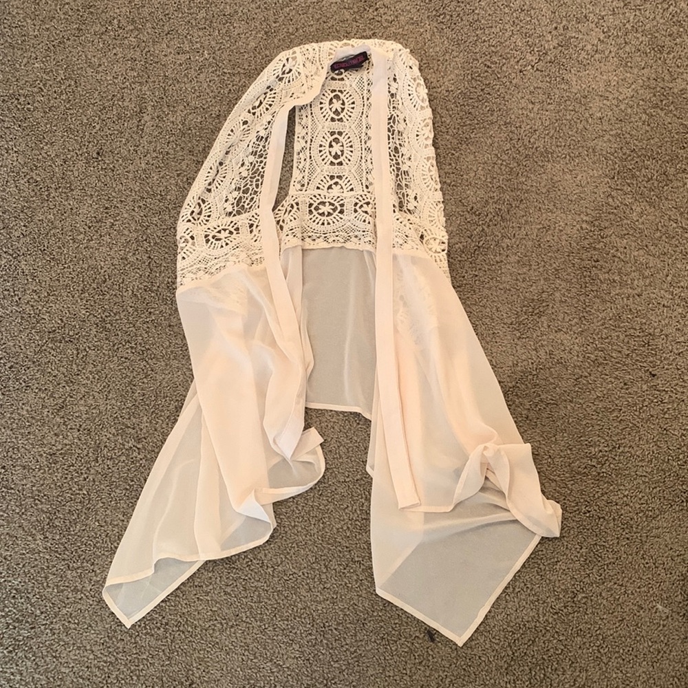 Cream Rock and roll cowgirl size small duster vest with lace